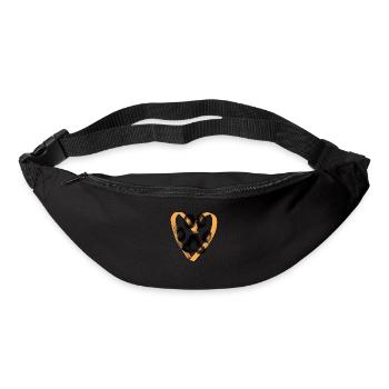 Paw print with heart, orange - Bum bag - black - Front