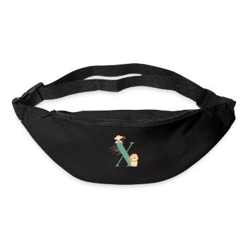 Lettre x vert animaux jungle - Sac banane - noir - Devant