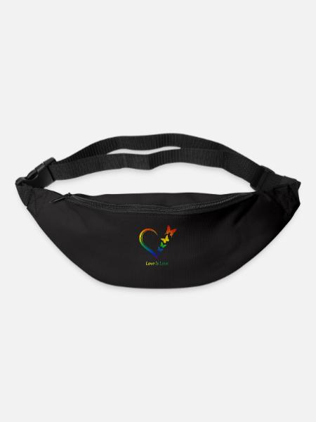 Regenbogen Herz Schmetterlinge "Liebe ist Liebe" - Gürteltasche - Schwarz