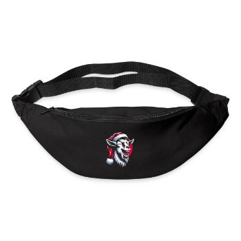 Drôle de chèvre de Noël avec chapeau de Père Noël - Sac banane - noir - Devant