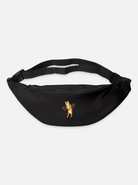 Chat avec joueur de saxophone saxophone - Sac banane - noir