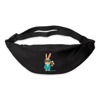 Cooles Häschen mit Bier und Sonnenbrille - Gürteltasche - Schwarz - Vorne
