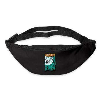 Halloween mit Hexe Vollmond Kürbissen und Friedhof - Gürteltasche - Schwarz - Vorne