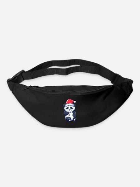 Panda mignon avec chapeau de père Noël - Sac banane - noir