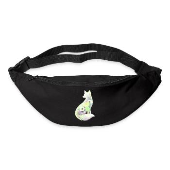 Fox Silhouette Watercolor Flowers - Bum bag - black - Front