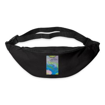 Poisson tropical bleu sur lotus - Sac banane - noir - Devant