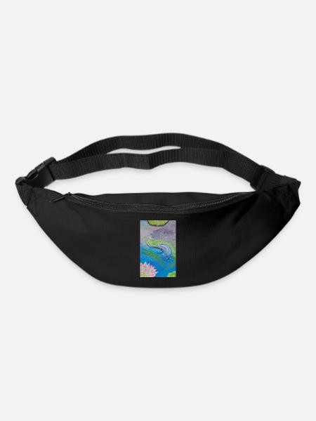 Blue tropical fish over lotus - Bum bag - black
