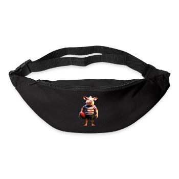 Joueur de rugby cochon - Sac banane - noir - Devant