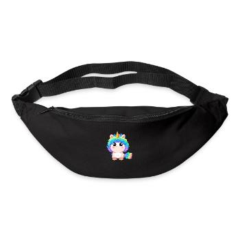 00265 flauschiges Einhorn Baby mit Regenbogenmähne - Gürteltasche - Schwarz - Vorne