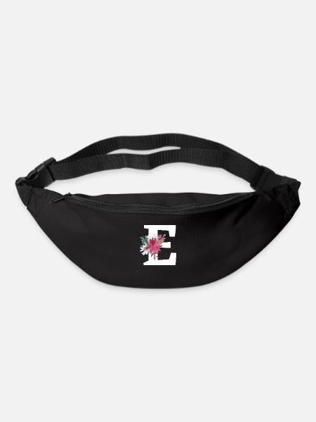 Lettre e floral - Sac banane - noir