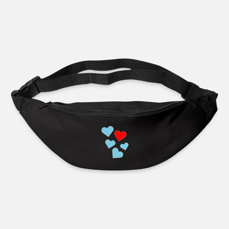 Des cœurs bavarois comme patchs - Sac banane - noir