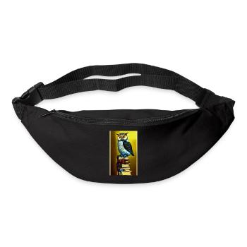 Comic Cartoon Cute Book Owl Owl Book Stack - Sac banane - noir - Devant