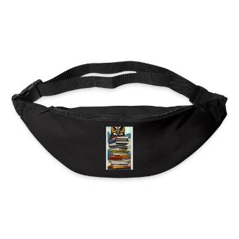 Comic Cartoon Cute Book Owl Owl Book Stack - Sac banane - noir - Devant