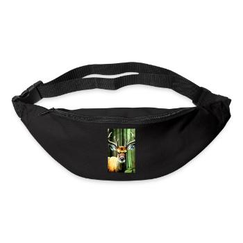 Cool Comic Portrait of a wild red deer majestic - Bum bag - black - Front