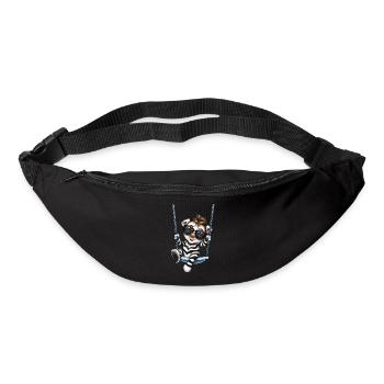 Süßes Zebra beim Schaukeln im Comicstil - Gürteltasche - Schwarz - Vorne