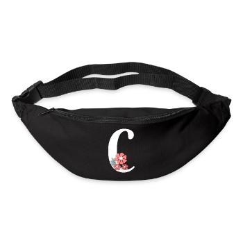 Lettre c fleurs minimalistes - Sac banane - noir - Devant