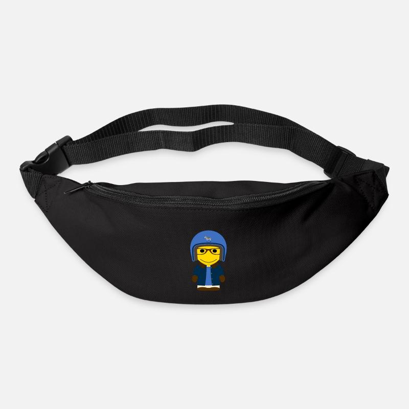 GEEKLEY blauer Biker und geölte Jacke - Gürteltasche - Schwarz