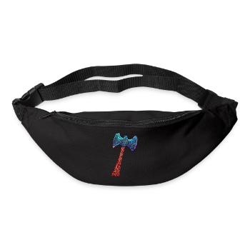 Hache viking cool décorée de runes - Sac banane - noir - Devant