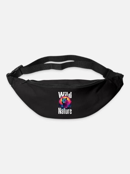 Wolf Wolf Head Wolves Wolf Pack Nature Neon Colorful - Bum bag - black