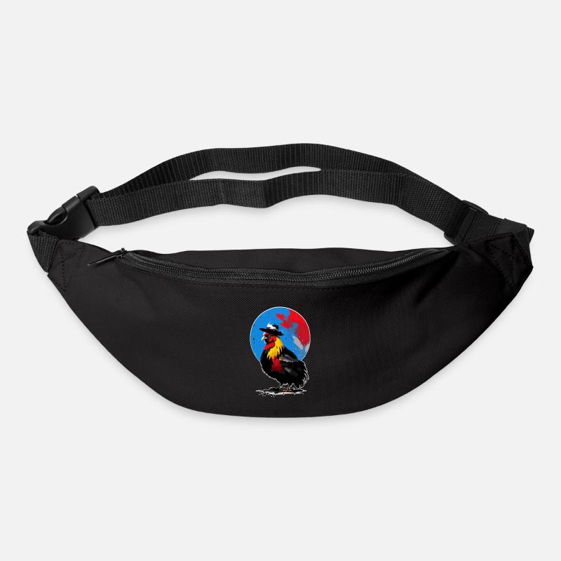 Coq avec chapeau - Sac banane - noir