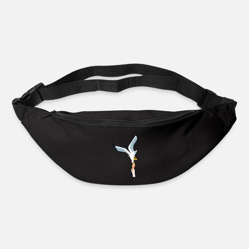 Mouette, glace, cadeau, oiseau, voleur - Sac banane - noir