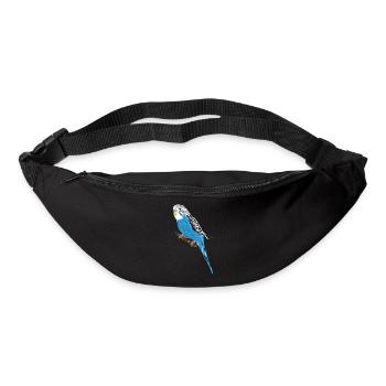 Perruche bleue / Blue Budgie III - Sac banane - noir - Devant
