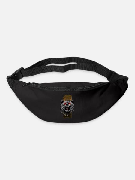 Inferno Roar: Furious Bear with Red Flaming Eyes - Bum bag - black