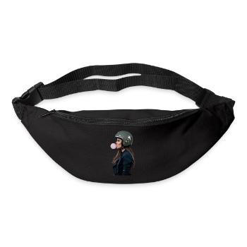 Coole Motorradfahrerin Bikerin kaut Kaugummi - Gürteltasche - Schwarz - Vorne