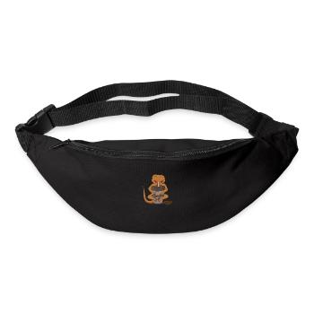 Süßer Haubengecko, Kaffee, Montag, müdes Büro - Gürteltasche - Schwarz - Vorne
