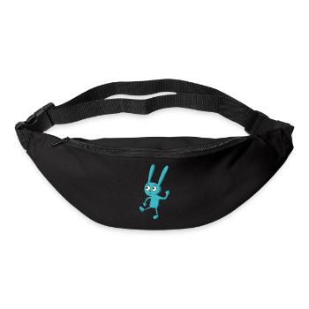 dancing, funny, blue cartoon bunny - Bum bag - black - Front
