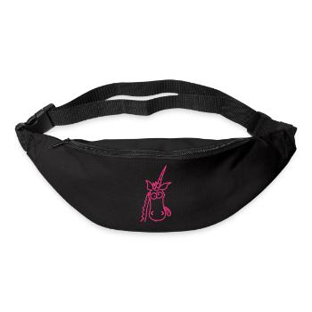 Verrücktes pinkes Einhorn macht lustige Grimasse - Gürteltasche - Schwarz - Vorne