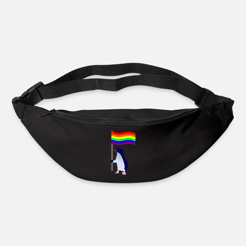 Pingouin avec le drapeau LGBT - Sac banane - noir