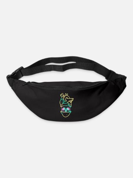 Herzschädel 3 gelb - Gürteltasche - Schwarz
