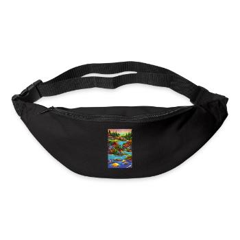 Abstract ai seaside town scene - Bum bag - black - Front