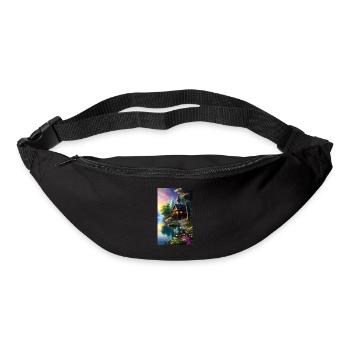Cabane fantastique confortable dans une nature colorée - Sac banane - noir - Devant