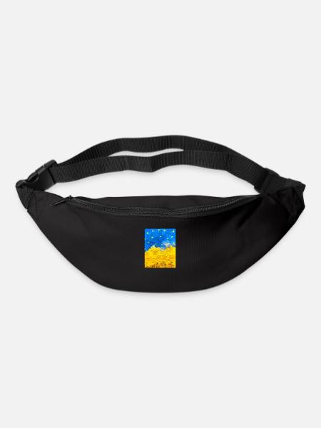Stiefmütterchen. Bild von Blumen. Flagge der Ukraine. UA Kunst - Gürteltasche - Schwarz