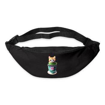 kawaii cat cup of coffee - Bum bag - black - Front