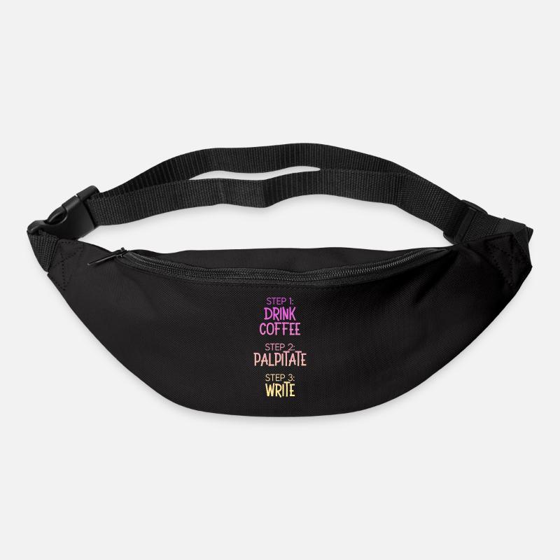 Étape 1 : Buvez du café Étape 2 Palpitez Étape 3 : Écrivez - Sac banane - noir