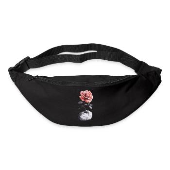 Rose rouge rose brise la pierre - Sac banane - noir - Devant