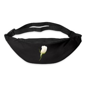 white rose white flower - Bum bag - black - Front