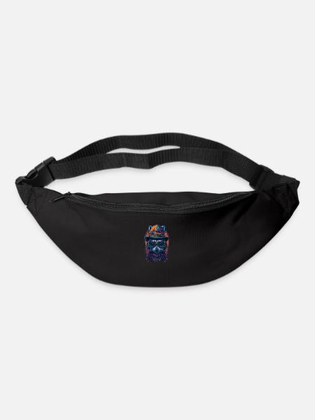 Cute raccoon with hat and funny glasses - Bum bag - black