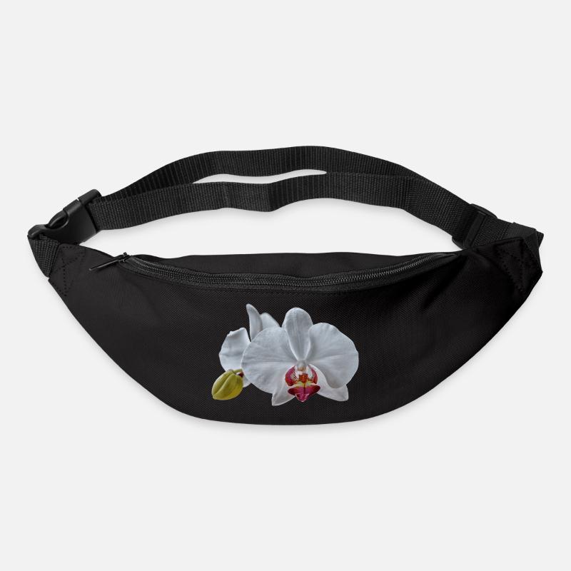 Weiße Orchideen Blüten - Gürteltasche - Schwarz