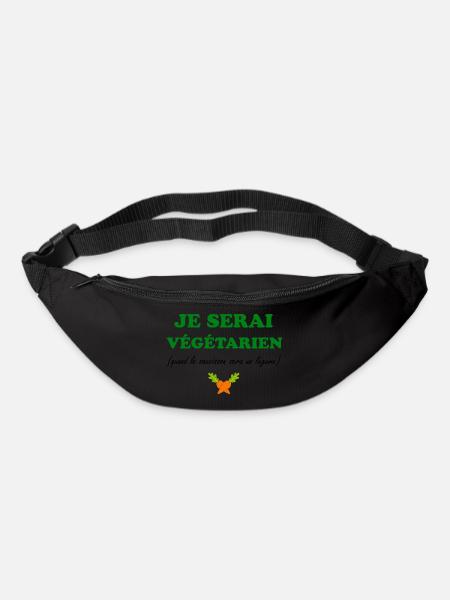 je serai végétarien idée cadeau humour citations - Sac banane - noir
