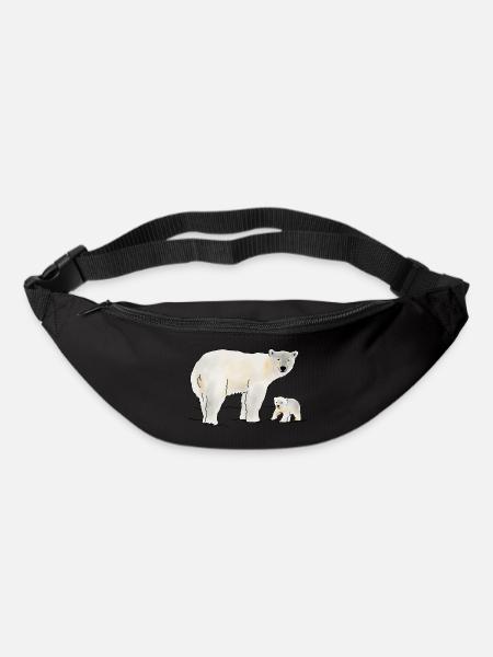 Eisbär mit Jungtier - Gürteltasche - Schwarz