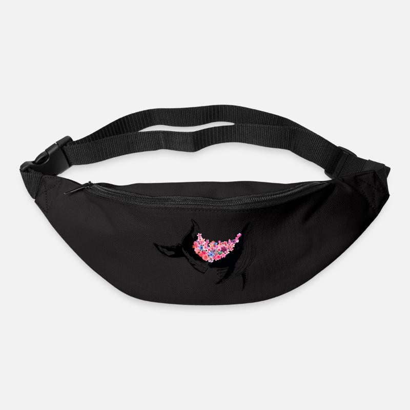 Whale with flowers - Bum bag - black