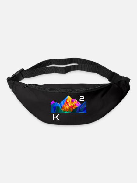 K2, montagne, Himalaya, triangles colorés, triangles peak - Sac banane - noir