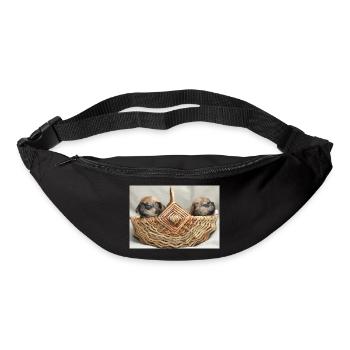 Bouledogues français deux chiots mignons - Sac banane - noir - Devant