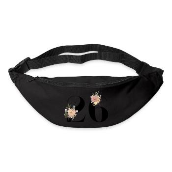 26e anniversaire fleuris (Cadeau de 26 ans) - Sac banane - noir - Devant