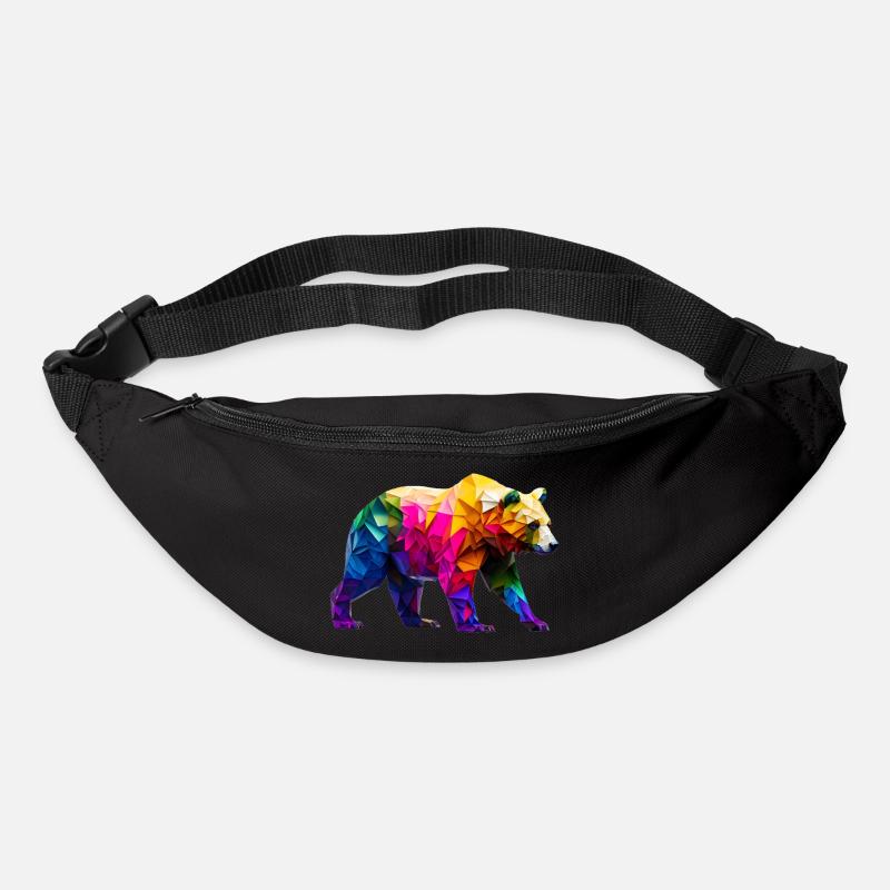 Origami Geometrie Bär bunt modern arty - Gürteltasche - Schwarz
