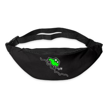 Grünes Auto, das einen Hügel hinauffährt - Gürteltasche - Schwarz - Vorne
